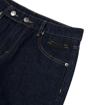 The Beuter Navy Blue Flare Raw Denim Jeans