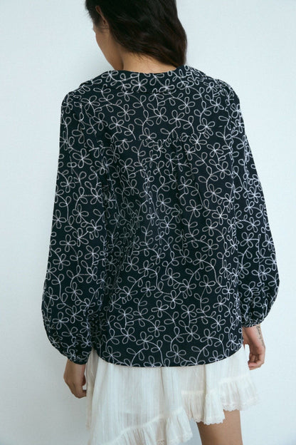 Libe Navy Embroidered Top (Pre-order)