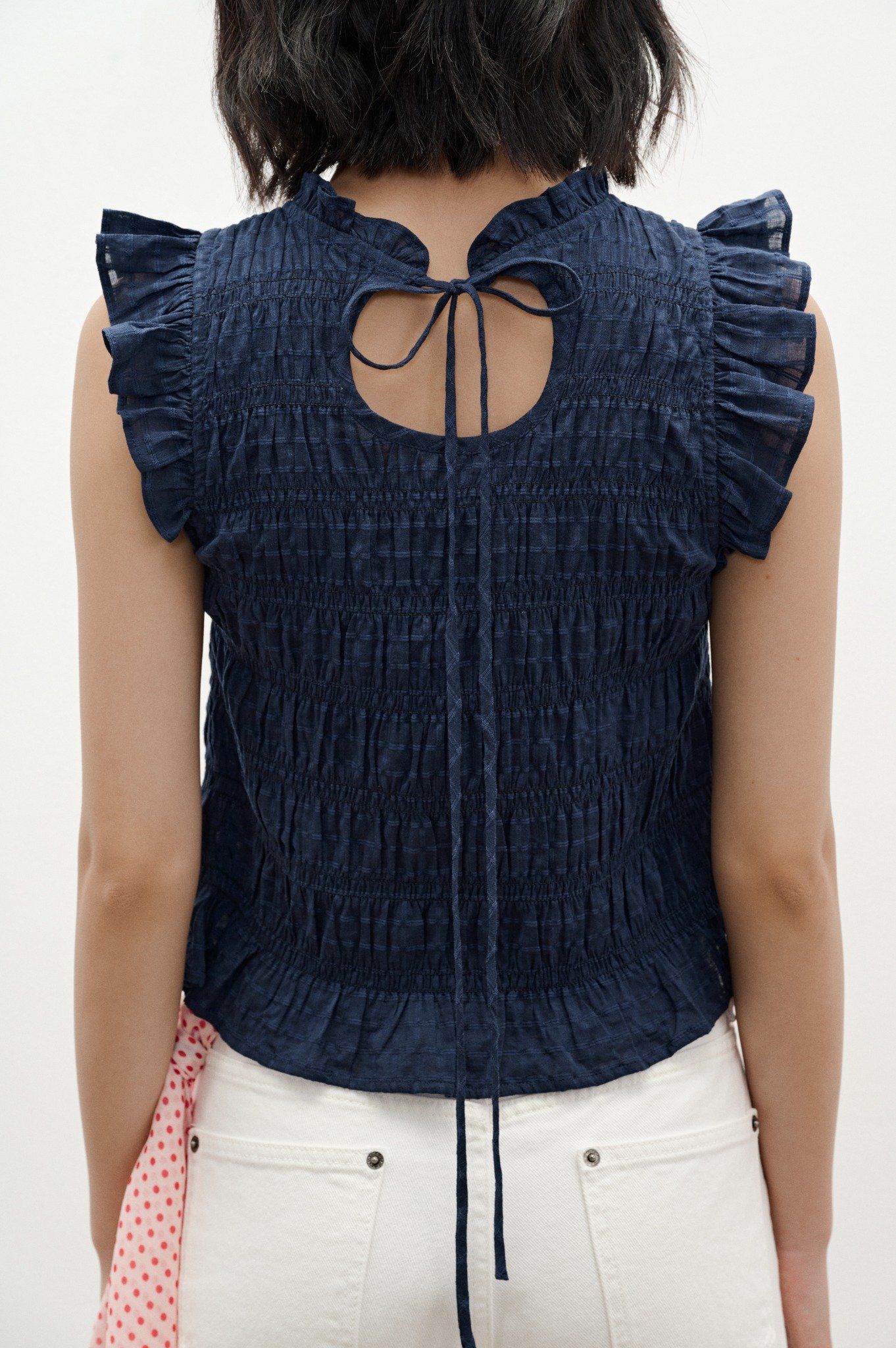 Libe Navy Smocking Top (Pre-order)