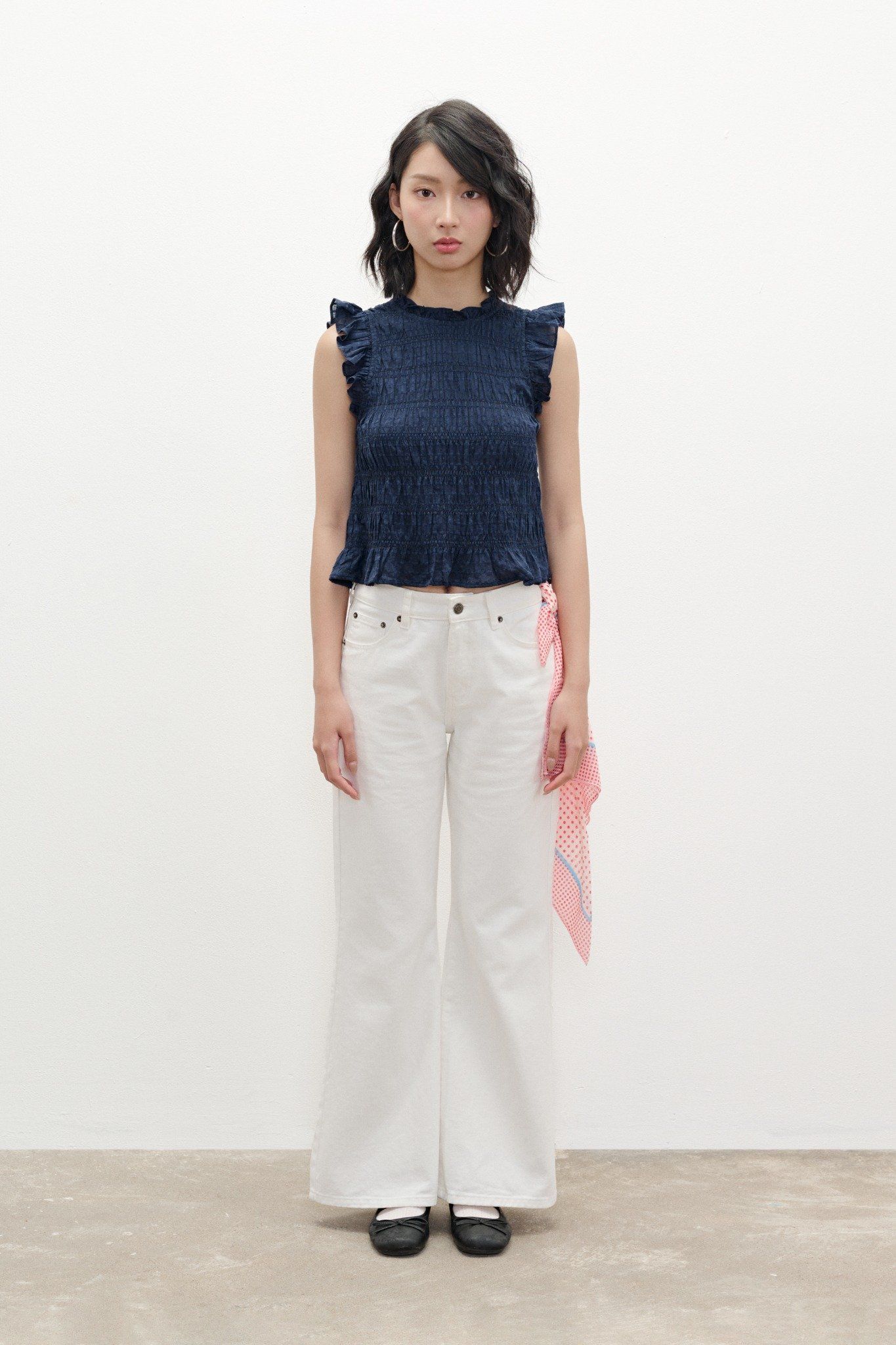 Libe Navy Smocking Top (Pre-order)