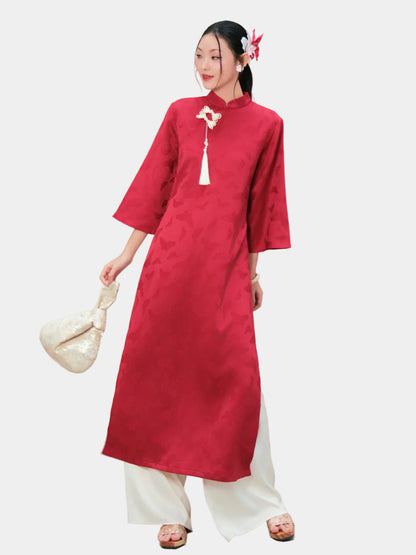 Mieufashionista Modern Half Sleeve Ao Dai Nguyet Hoa