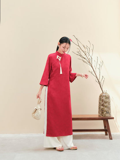 Mieufashionista Modern Half Sleeve Ao Dai Nguyet Hoa