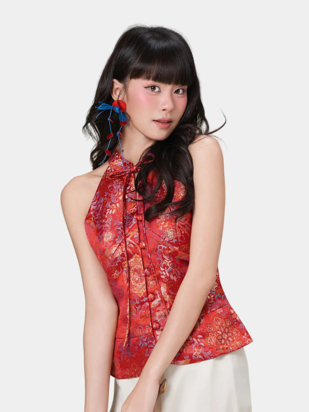 Mieufashionista Mandarin Collar Halter Top Nhat Vy