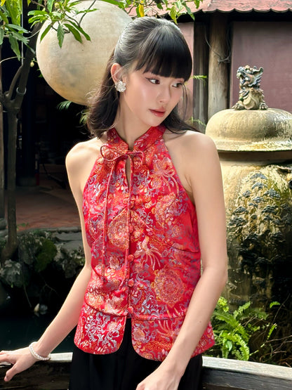 Mieufashionista Mandarin Collar Halter Top Nhat Vy