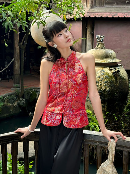 Mieufashionista Mandarin Collar Halter Top Nhat Vy