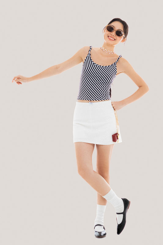 Libe Oblique Striped Twisted Strappy Top (Pre-order)