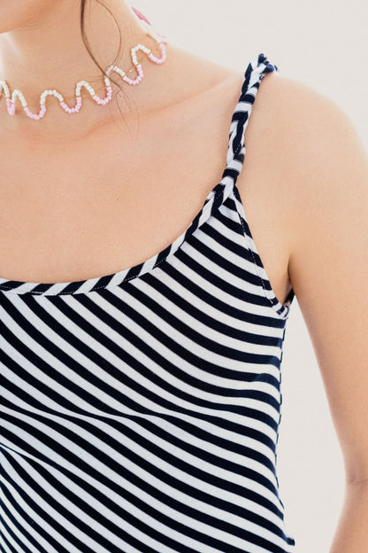 Libe Oblique Striped Twisted Strappy Top (Pre-order)