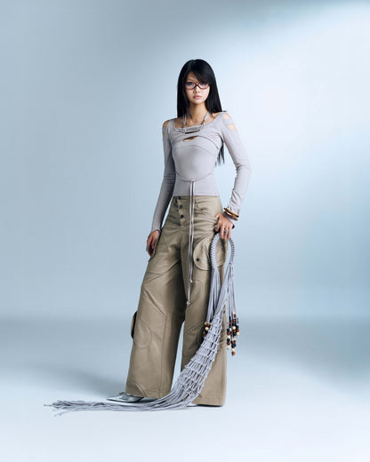 Bunny Hill Paisley Pants - Beige (Pre-order)