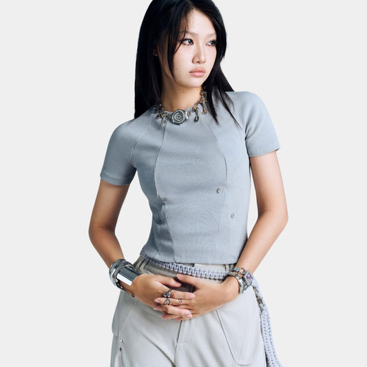 Bunny Hill Persea Top - Blue Grey