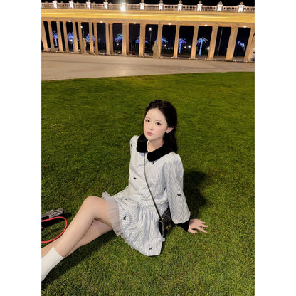 Aguja Phoebe Velvet-Collar Baby Doll Dress (Pre-order)