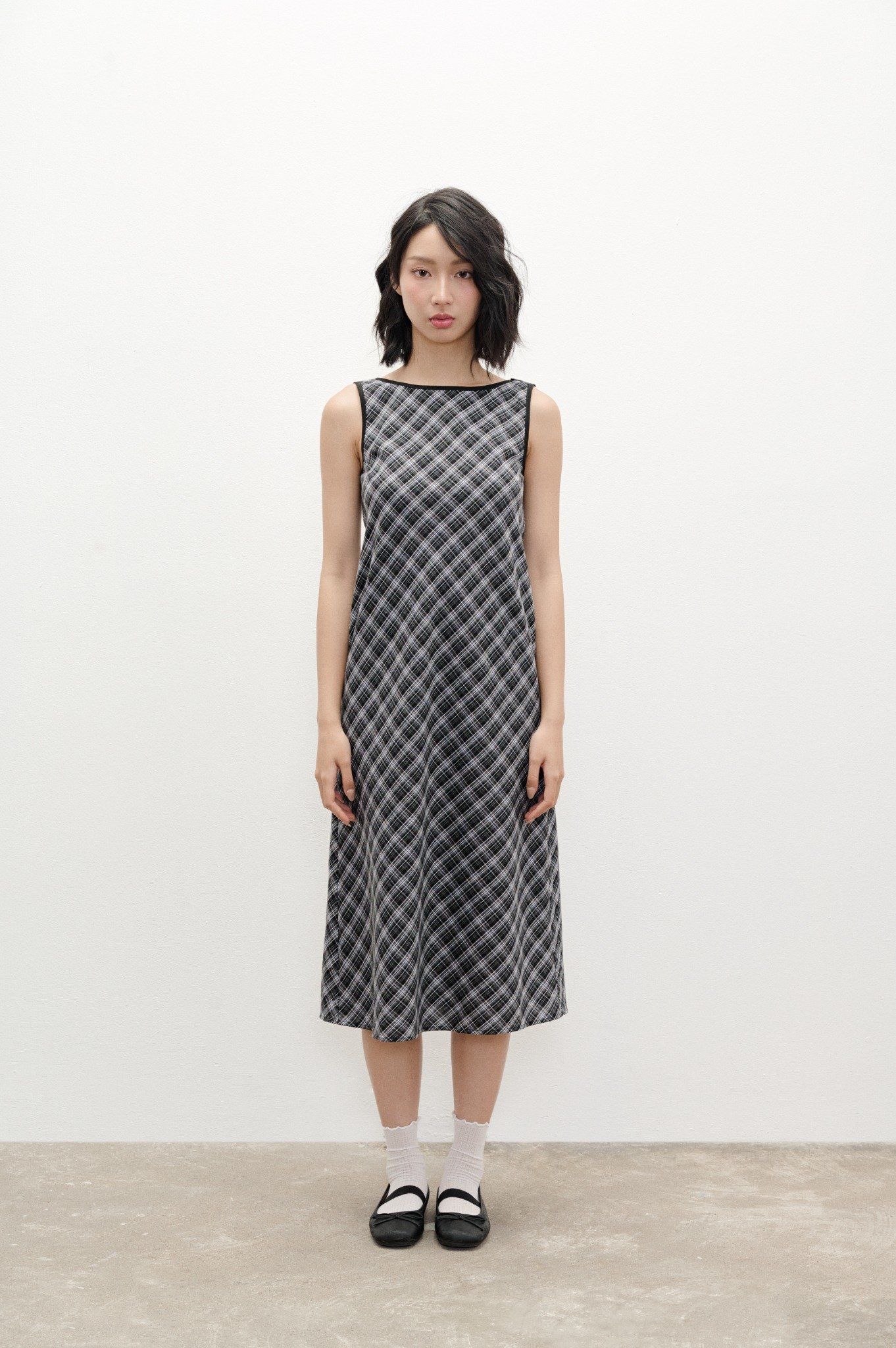 Libe Plaid Open Back Midi Dress (Pre-order)