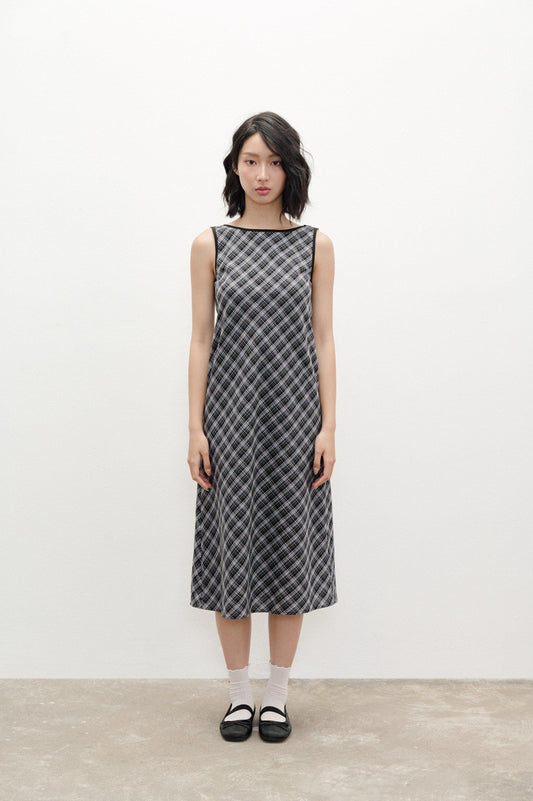 Libe Plaid Open Back Midi Dress (Pre-order)