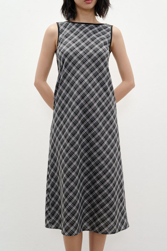 Libe Plaid Open Back Midi Dress (Pre-order)