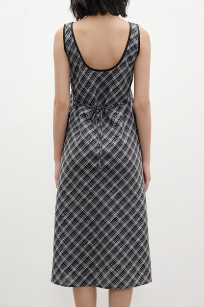 Libe Plaid Open Back Midi Dress (Pre-order)