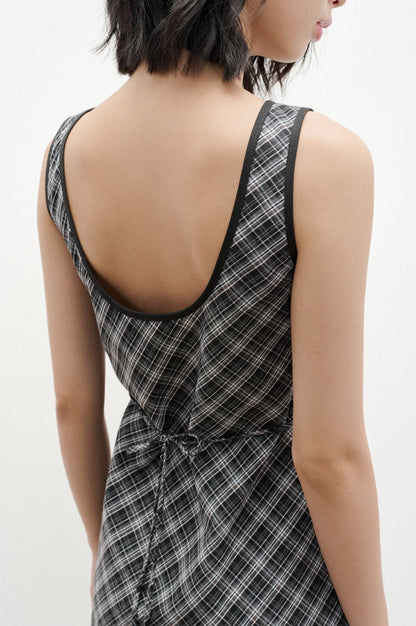 Libe Plaid Open Back Midi Dress (Pre-order)
