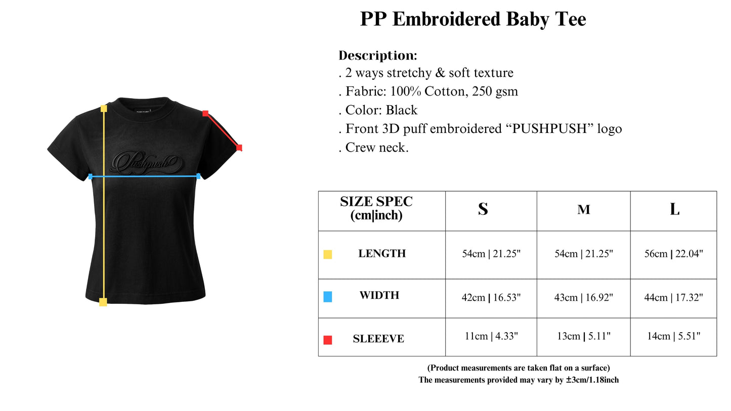 Push Push Pp Embroidered Baby Tee (Pre-order)