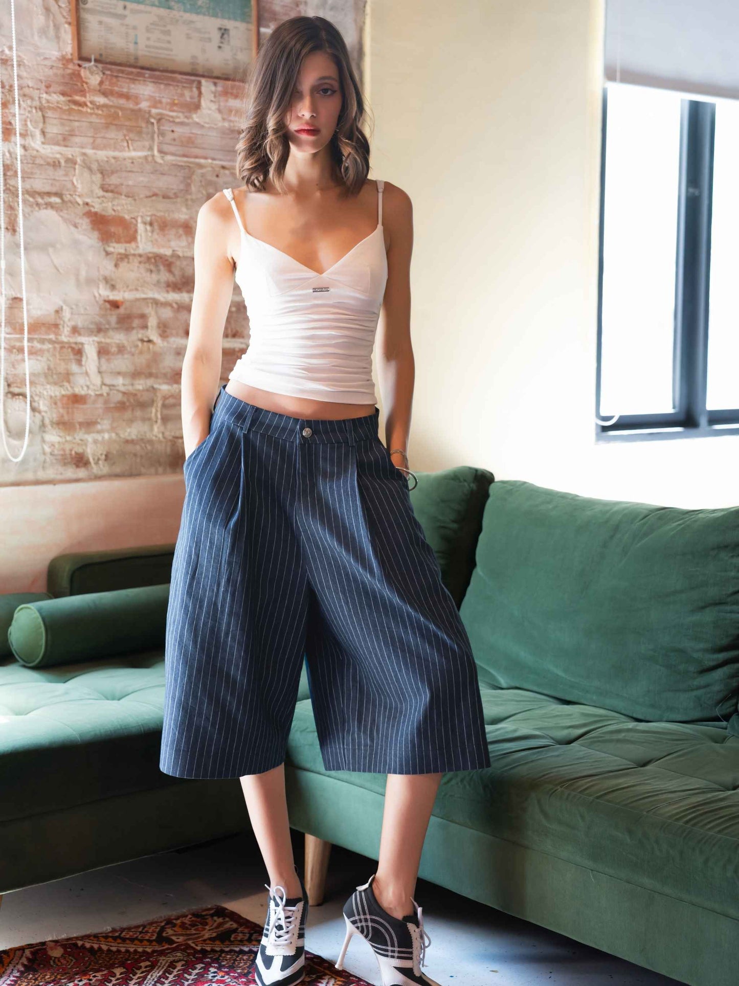 Push Push Pp Pinstripe Jort (Pre-order)