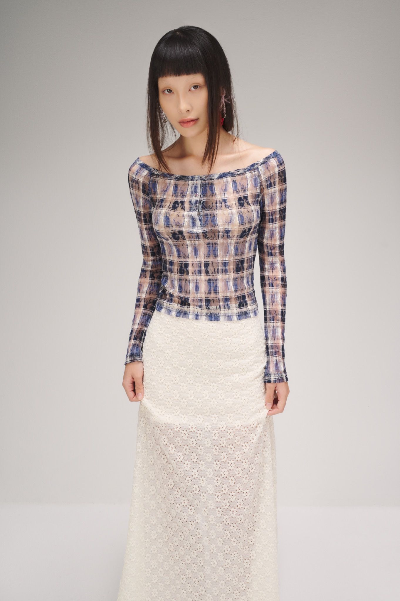 Libe Printed Lace Long Sleeve Top (Pre-order)