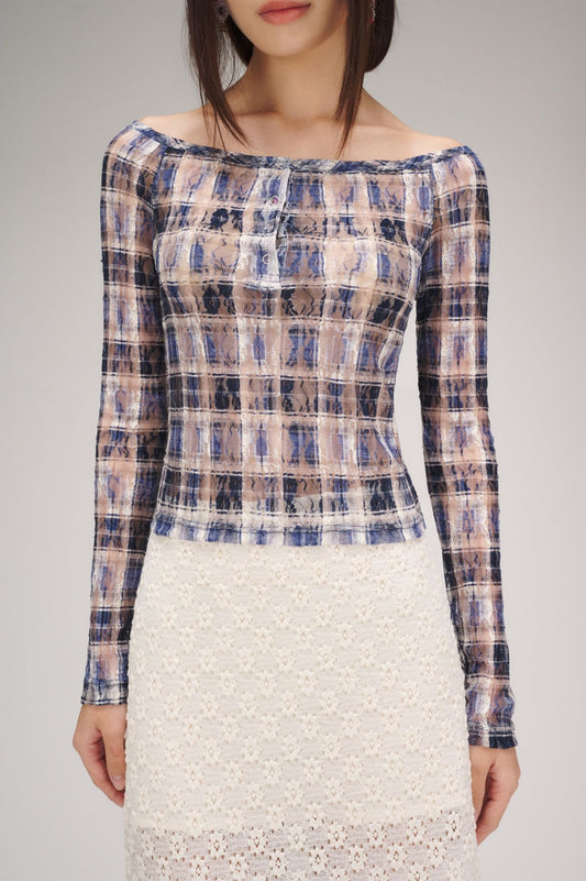 Libe Printed Lace Long Sleeve Top (Pre-order)