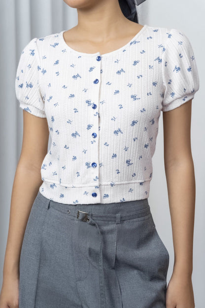 Libe Puff Sleeves Cardigan Top (Pre-order)
