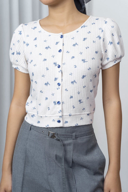 Libe Puff Sleeves Cardigan Top (Pre-order)