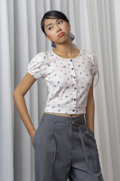 Libe Puff Sleeves Cardigan Top (Pre-order)