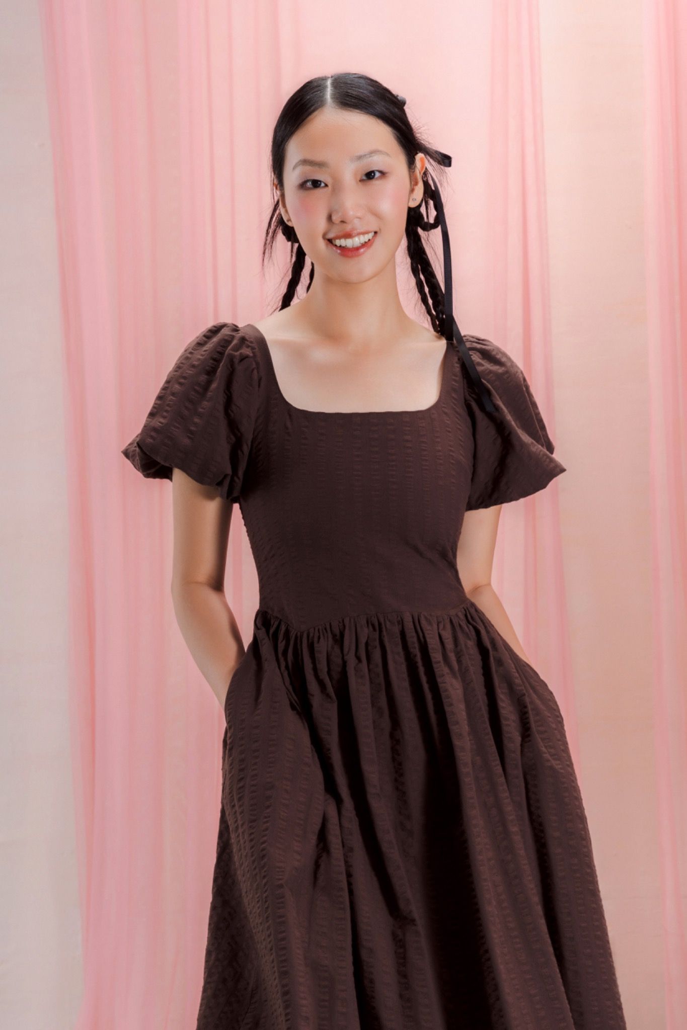Libe Puff Sleeves Midi Dress (Pre-order)