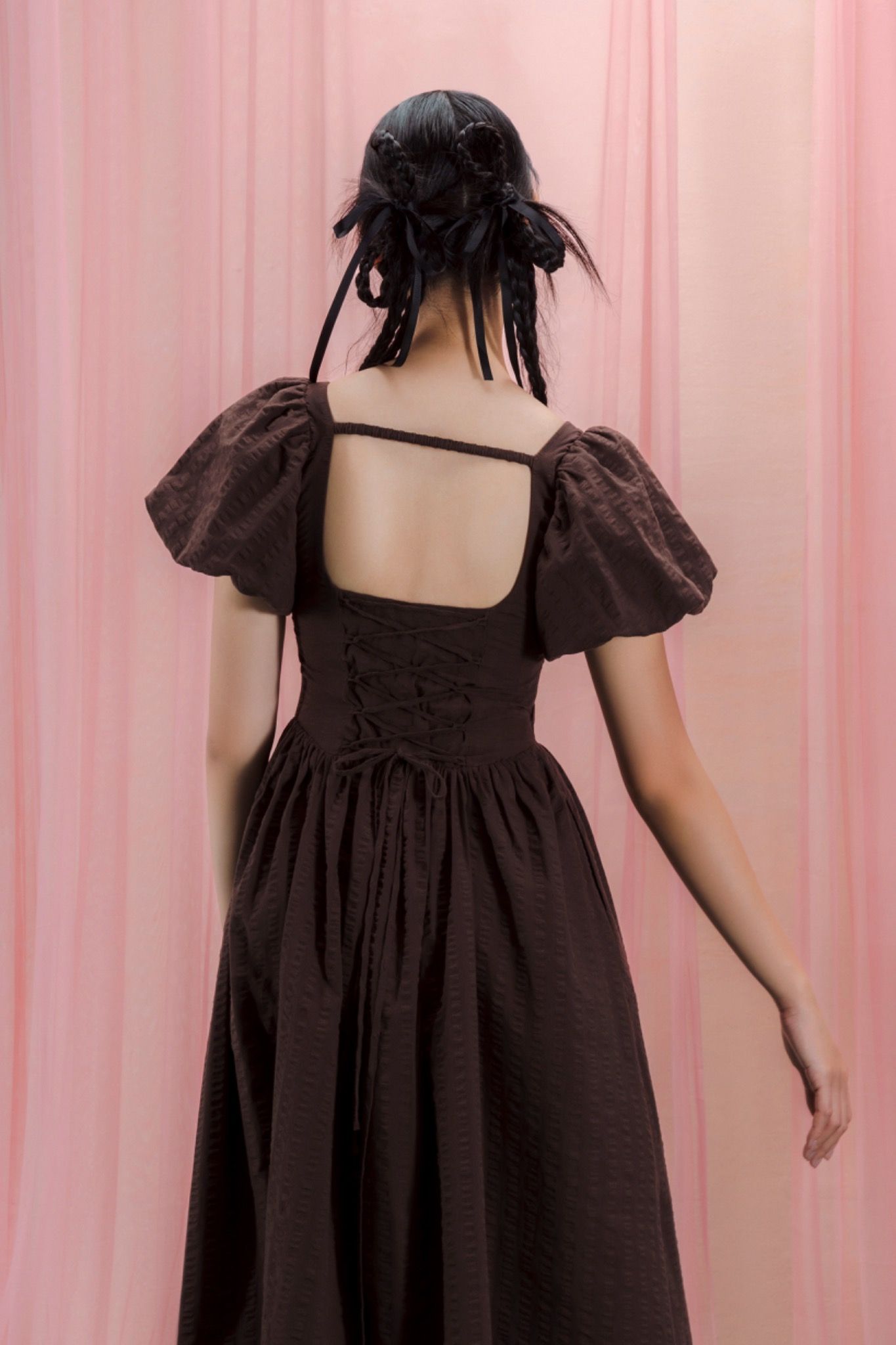 Libe Puff Sleeves Midi Dress (Pre-order)