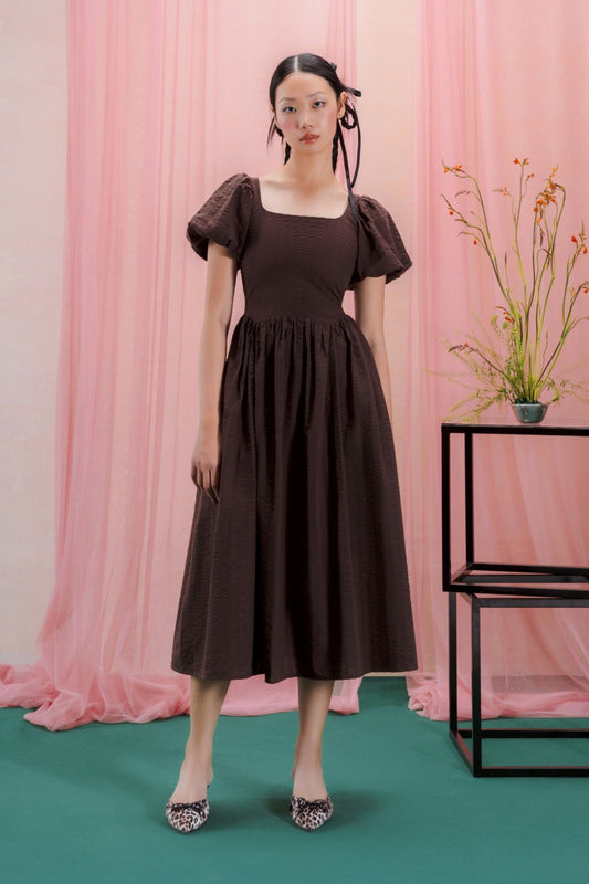 Libe Puff Sleeves Midi Dress (Pre-order)