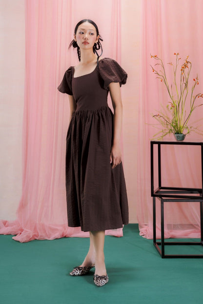 Libe Puff Sleeves Midi Dress (Pre-order)
