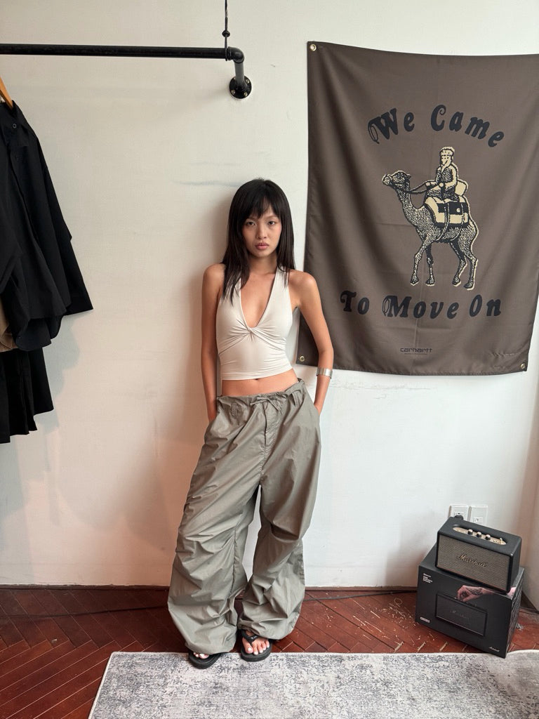 Odode Wide-Leg Parachute Pants With Drawstring