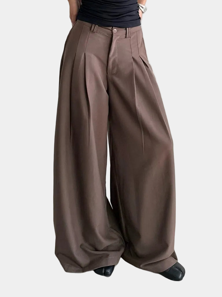 Odode Wide-Leg Pants With Wood Buttons