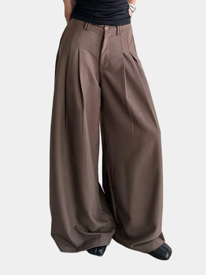 Odode Wide-Leg Pants With Wood Buttons