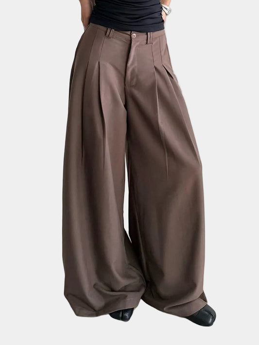 Odode Wide-Leg Pants With Wood Buttons