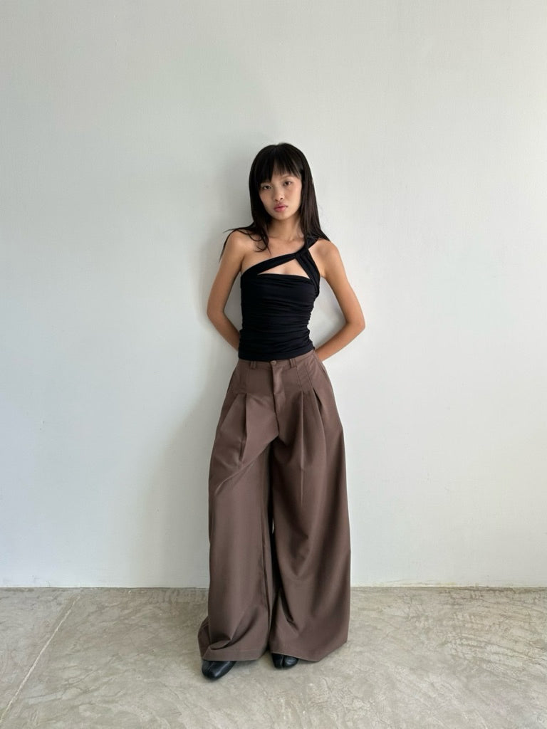 Odode Wide-Leg Pants With Wood Buttons