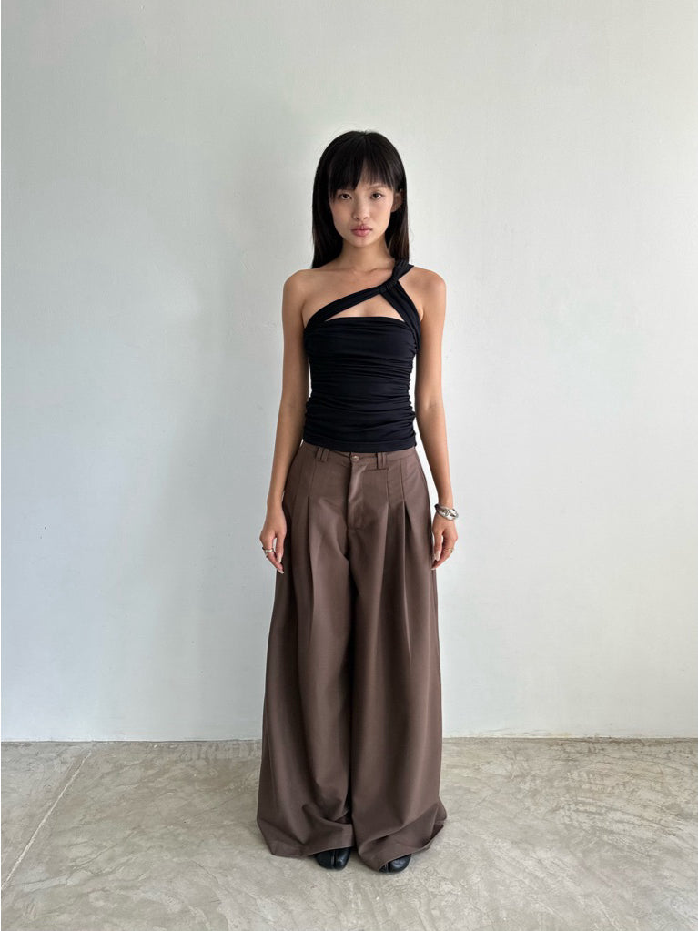 Odode Wide-Leg Pants With Wood Buttons