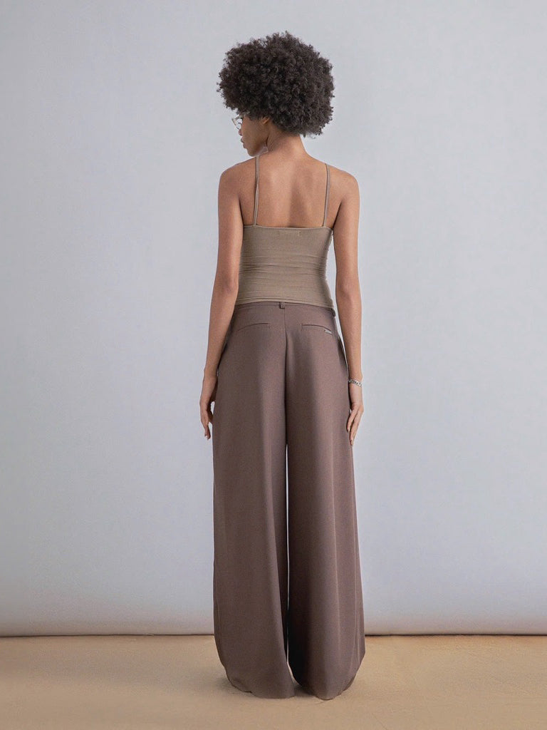 Odode Wide-Leg Pants With Wood Buttons