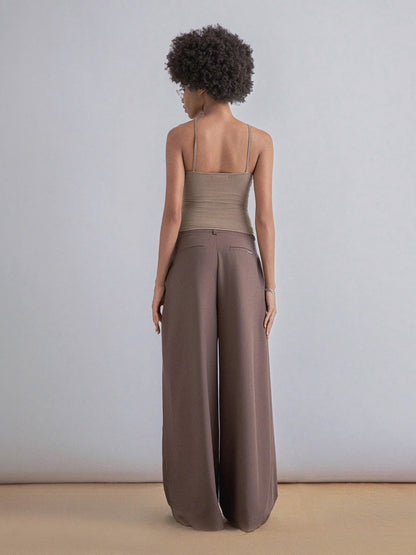 Odode Wide-Leg Pants With Wood Buttons