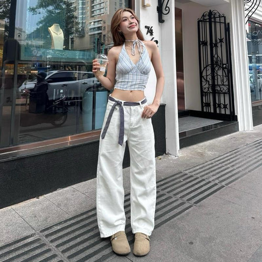 WHOSE Embroidered Pocket Baggy Straight-Leg Jeans