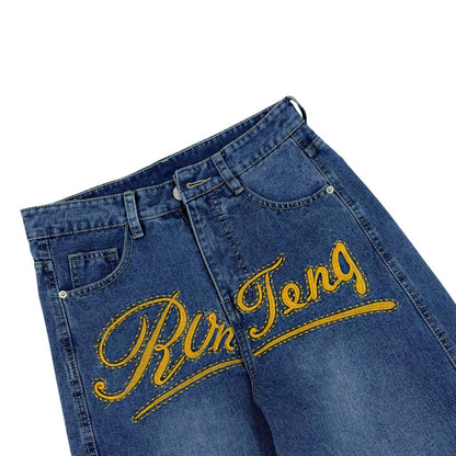 Whose Straight-leg Jeans With Embroidered Tie-dye