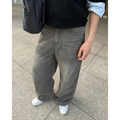 Whose Faded Wash Straight Leg Jeans