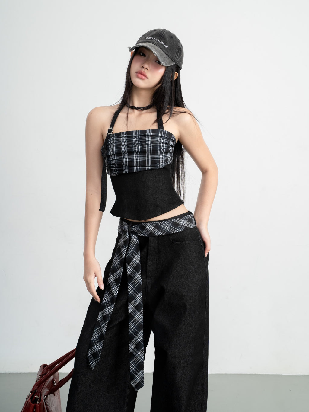 Hoo Design Black Checkered Jeans