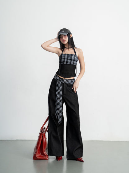 Hoo Design Black Checkered Jeans