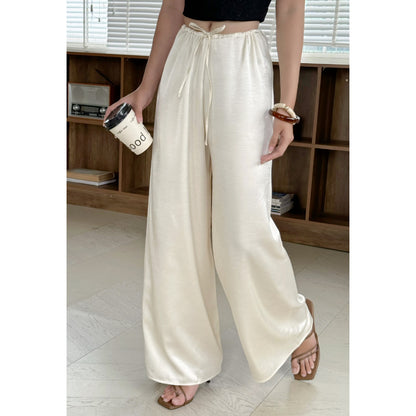 La Boutique Drawstring Wide-Leg Silk Pants