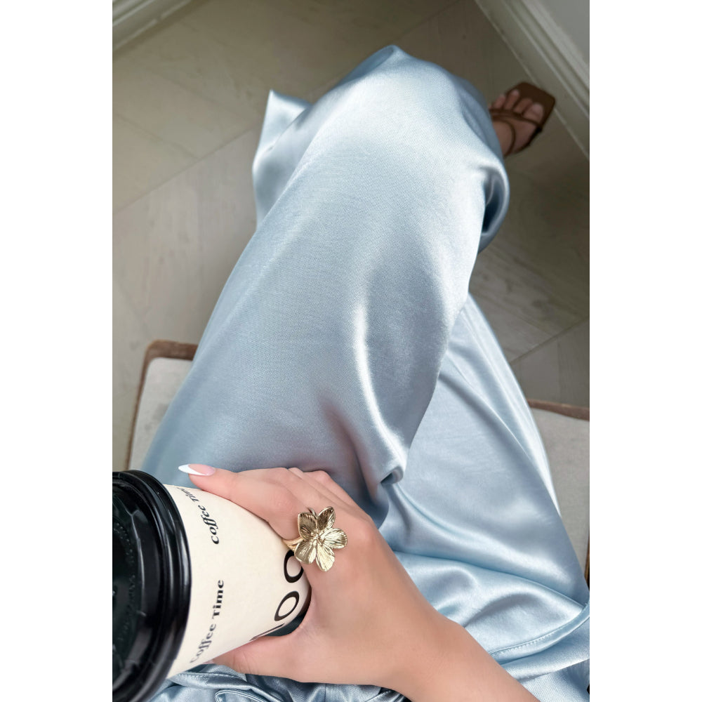 La Boutique Drawstring Wide-Leg Silk Pants