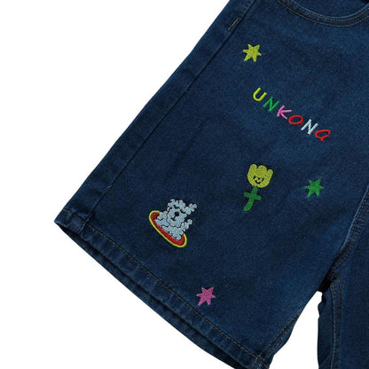 WHOSE Embroidered Pattern Denim Shorts