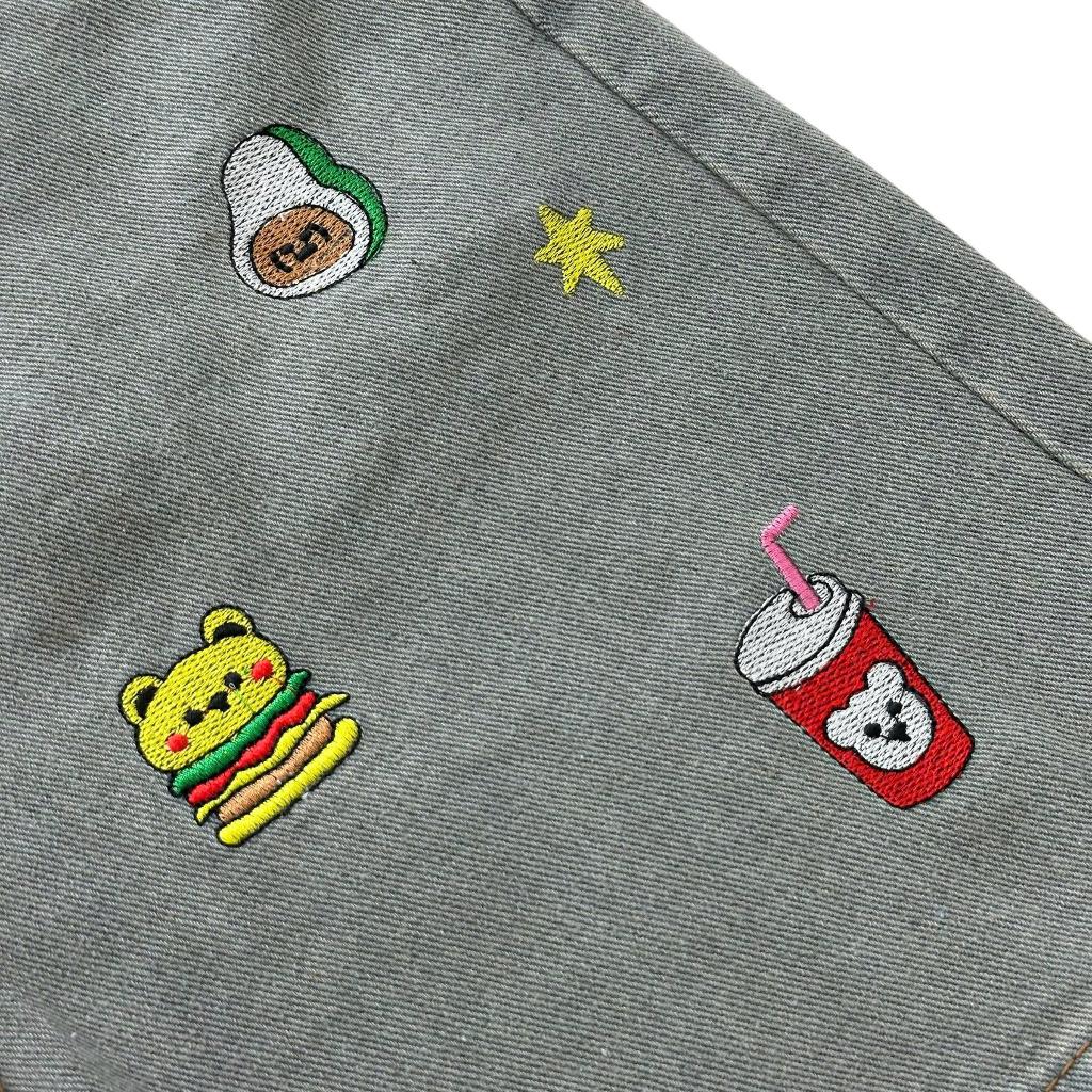 WHOSE Embroidered Pattern Denim Shorts