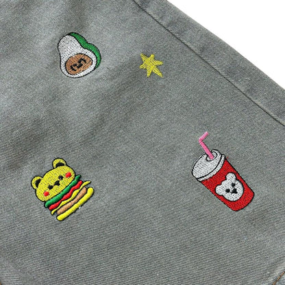 WHOSE Embroidered Pattern Denim Shorts