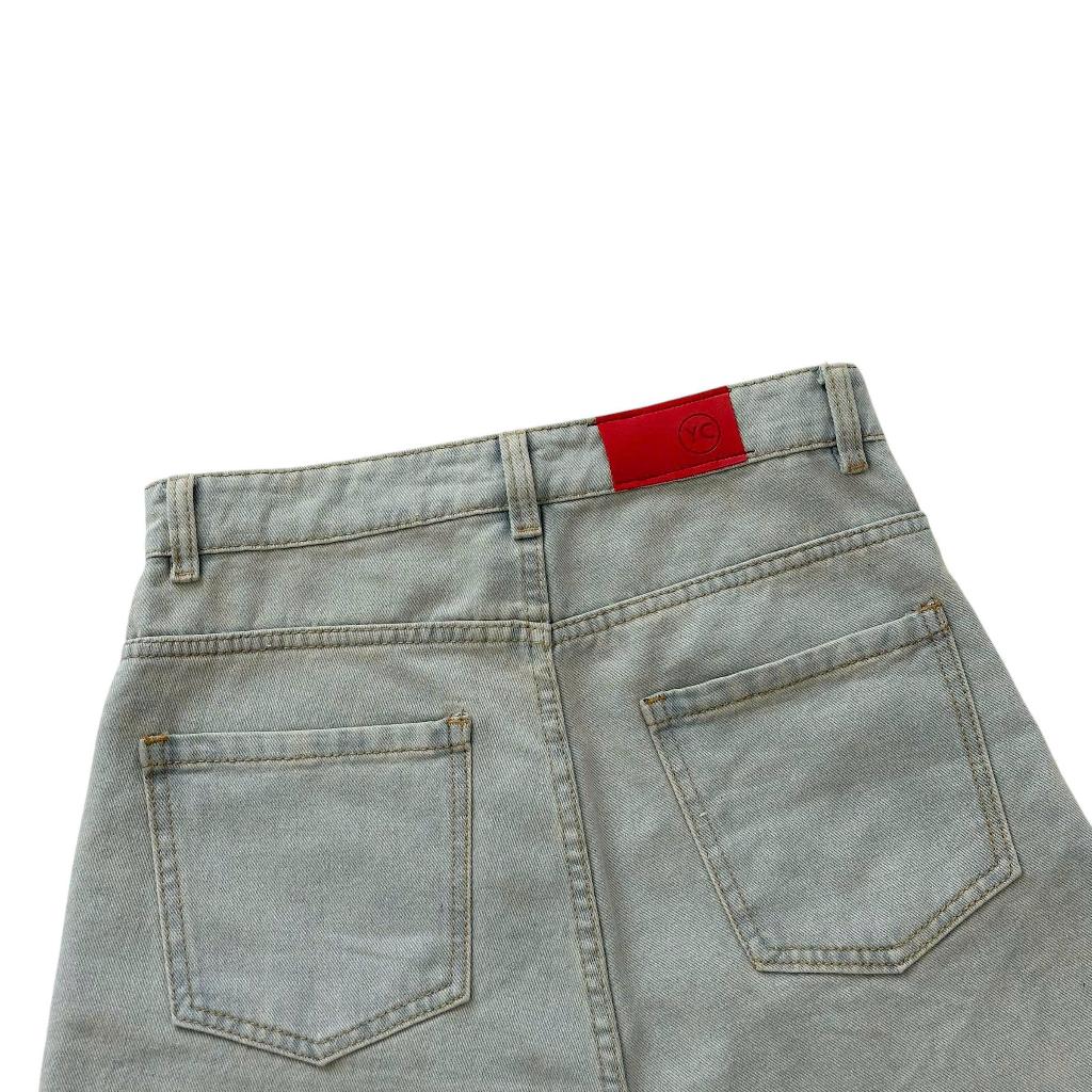 WHOSE Embroidered Pattern Denim Shorts