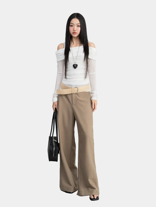 Hoo Design Western Brown Straight-Leg Pants